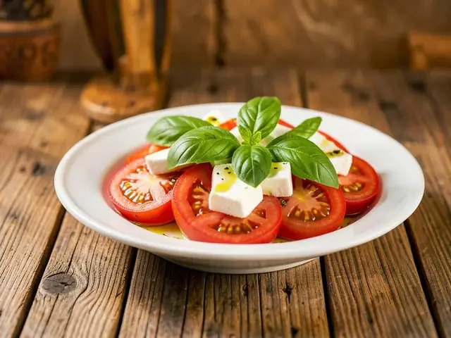 Caprese mit Tomaten, Mozzarella und Basilikum