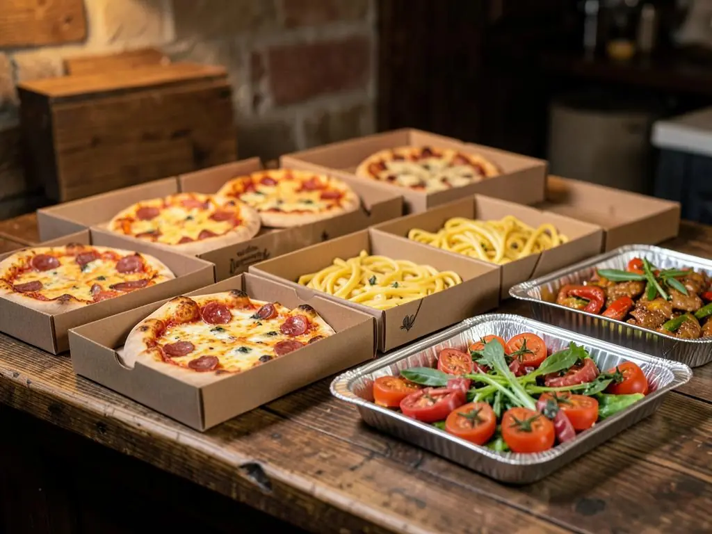 Pizza- und Pasta-Boxen sowie Catering-Schalen mit Antipasti zum Mitnehmen – Ristorante Alsterschleuse
