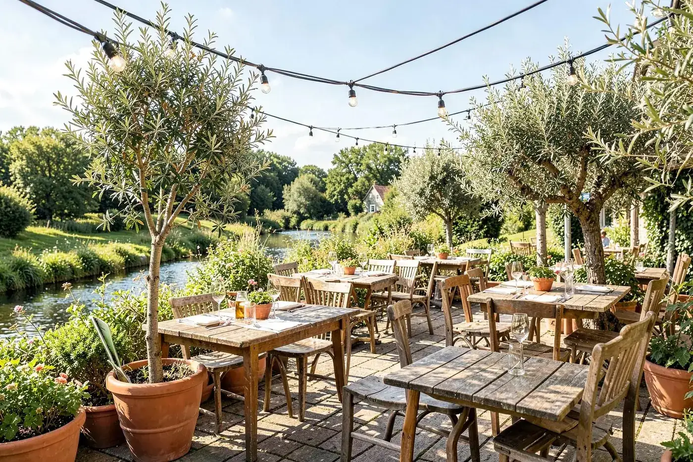 Sommerterrasse des Ristorante Alsterschleuse – Feiern im Freien bei Tangstedt